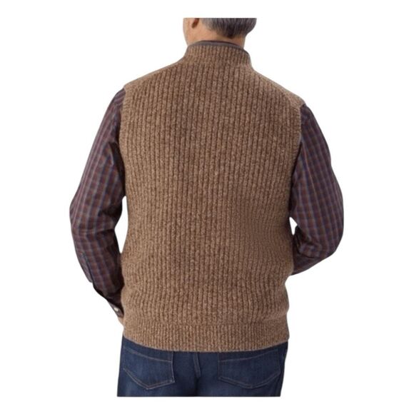 Duluth Trading Co. Shetland Wool Windproof Full-Zip Sweater Vest Heather Brown K - Picture 3 of 9